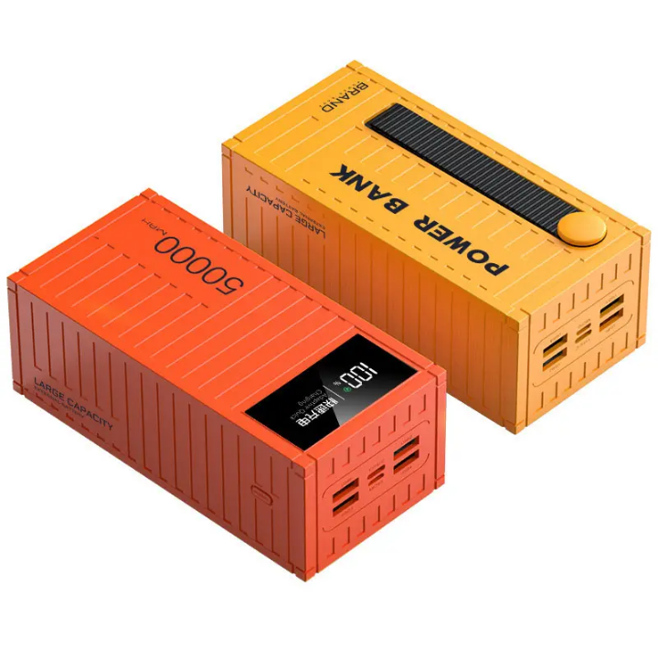 Banque d'Alimentation Extérieure en forme de Conteneur de Grande Capacité 50000 mAh à charge rapide avec 4 Sorties USB et Affichage LED